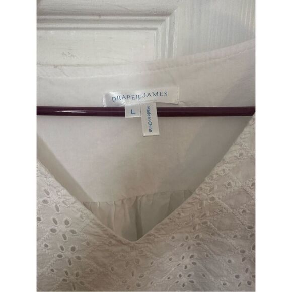 Draper James Women's Eyelet V Neck Blouse Top White Size Large - Picture 4 of 7